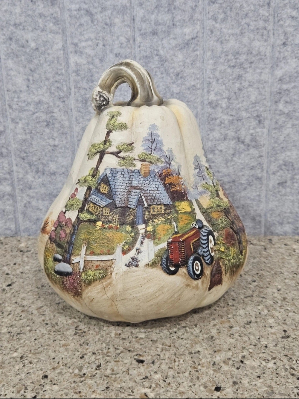 Hobby Lobby Fall Gourd Pumpkin Cottage Tractor Harvest Centerpiece Decor 8.5"